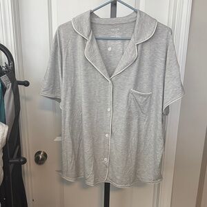 State of day Gray Short Sleeve Button-Up Pajama Top